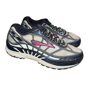 Brooks Dyad 8 Womens Sz 7.5 Navy White Pink Mesh Lace Up Athletic Running Shoes